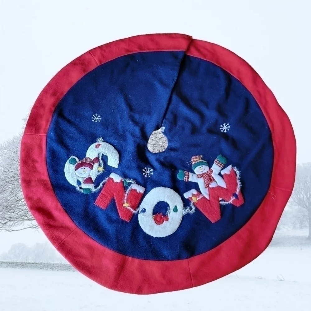 Snowman Vintage Santa's Best Christmas Tree Skirt Snow